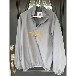 NFL Green Bay Packers Quarter‎ Zip Windbreaker Grey Pullover Jacket Mens XL